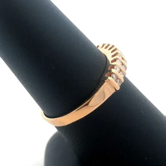14K Yellow Gold Round Diamond Channel Set Anniversary Band Ring